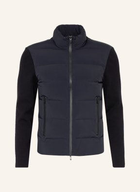 EMPORIO ARMANI Strickjacke im Materialmix, Farbe: DUNKELBLAU (Bild 1)