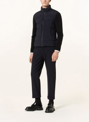 EMPORIO ARMANI Strickjacke im Materialmix, Farbe: DUNKELBLAU (Bild 1)