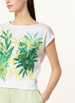 Betty Barclay T-shirt in linen with decorative gems, Color: WHITE (Image 1)