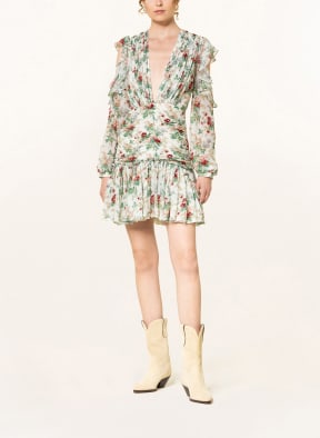 COSTARELLOS Cold-shoulder dress with sequins, Color: WHITE/ GREEN/ RED (Image 1)
