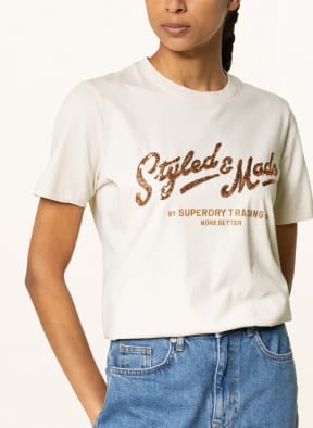 Superdry T-shirt VINTAGE SCRIPT with sequins, Color: BEIGE (Image 1)