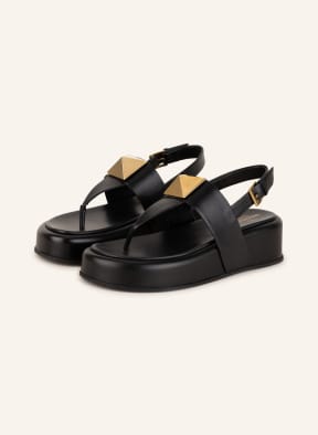 VALENTINO GARAVANI Platform flip flops DIG STUD, Color: BLACK (Image 1)