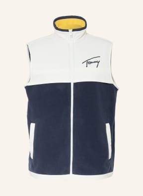 TOMMY JEANS Fleeceweste im Materialmix , Farbe: WEISS/ DUNKELBLAU (Bild 1)