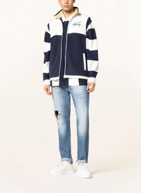 TOMMY JEANS Fleeceweste im Materialmix , Farbe: WEISS/ DUNKELBLAU (Bild 1)