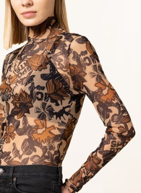 MARC CAIN Rollkragenshirt aus Mesh, Farbe: 623 light brown (Bild 1)