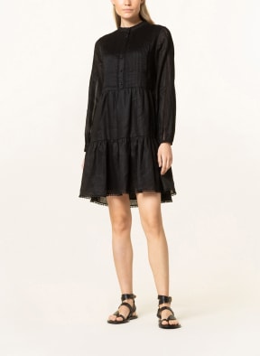 MRS & HUGS Linen dress with lace, Color: BLACK (Image 1)