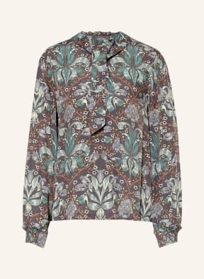 MOS MOSH Blouse-style shirt MIGGY with detachable tie , Color: DARK GRAY/ GREEN/ BROWN (Image 1)