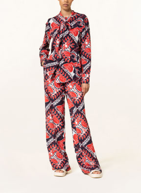 VALENTINO Wide leg trousers made of silk, Color: RED/ DARK BLUE/ WHITE (Image 1)