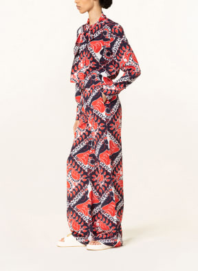 VALENTINO Wide leg trousers made of silk, Color: RED/ DARK BLUE/ WHITE (Image 1)
