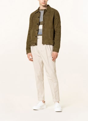 Officine Générale Leather jacket LEO, Color: OLIVE (Image 1)