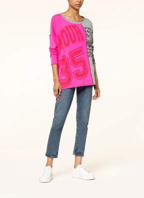 Grace Sweater, Color: GRAY/ NEON PINK/ BLACK (Image 1)