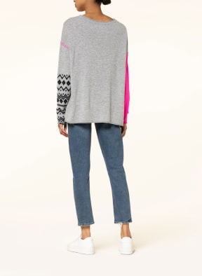 Grace Sweater, Color: GRAY/ NEON PINK/ BLACK (Image 1)