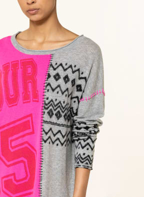 Grace Sweater, Color: GRAY/ NEON PINK/ BLACK (Image 1)