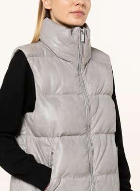 MILESTONE Leather vest DUANA, Color: LIGHT GRAY (Image 1)