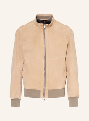 BOSS Leather bomber jacket MIKA, Color: BEIGE (Image 1)