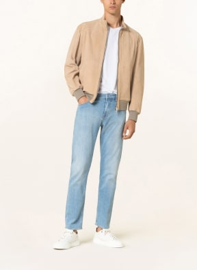 BOSS Leather bomber jacket MIKA, Color: BEIGE (Image 1)