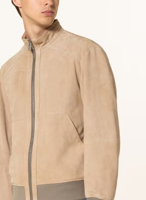 BOSS Leather bomber jacket MIKA, Color: BEIGE (Image 1)