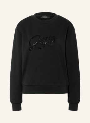 GUESS Sweatshirt with decorative gems , Color: JBLK JET BLACK A996 (Image 1)