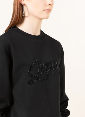 GUESS Sweatshirt with decorative gems , Color: JBLK JET BLACK A996 (Image 1)