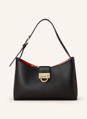 Salvatore Ferragamo Saffiano handbag TRIFOLIO , Color: BLACK (Image 1)