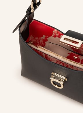 Salvatore Ferragamo Saffiano handbag TRIFOLIO , Color: BLACK (Image 1)