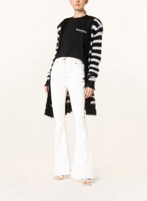 BALMAIN Knit cardigan with glitter thread, Color: BLACK/ WHITE (Image 1)