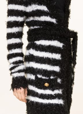 BALMAIN Knit cardigan with glitter thread, Color: BLACK/ WHITE (Image 1)