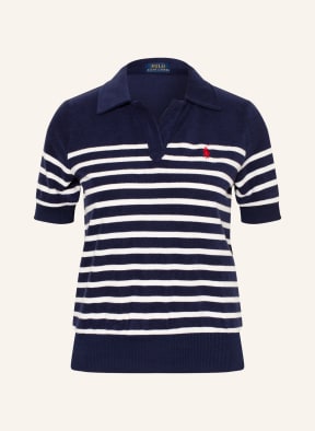 POLO RALPH LAUREN Velour polo shirt, Color: DARK BLUE/ WHITE (Image 1)