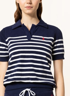 POLO RALPH LAUREN Velour polo shirt, Color: DARK BLUE/ WHITE (Image 1)