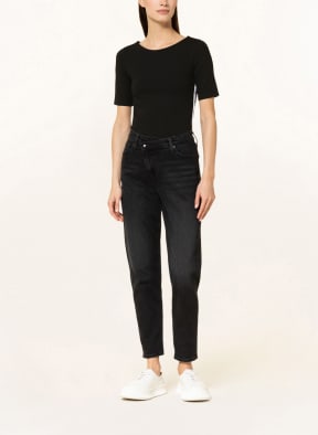 HUGO Sweater DARVELA with tuxedo stripes, Color: BLACK (Image 1)