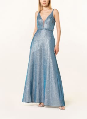 VM VERA MONT Abendkleid mit Glitzergarn und Schmucksteinen , Farbe: BLAUGRAU (Bild 1)