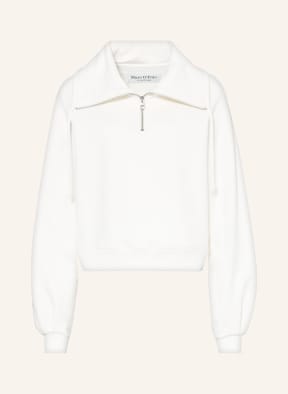 Marc O'Polo Half-zip sweater in sweatshirt fabric, Color: WHITE (Image 1)