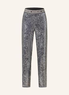 CAMBIO Wide leg trousers ALICE with sequins , Color: BLACK/ SILVER (Image 1)