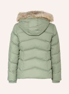 TOMMY HILFIGER Daunenjacke ESSENTIAL mit abnehmbarem Kunstpelzbesatz, Farbe: DUNKELGRÜN (Bild 1)