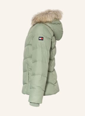 TOMMY HILFIGER Daunenjacke ESSENTIAL mit abnehmbarem Kunstpelzbesatz, Farbe: DUNKELGRÜN (Bild 1)