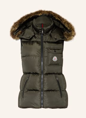 Moncler body warmer womens with fur hood clearance