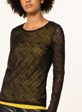 SPORTALM Longsleeve aus Mesh, Farbe: DUNKELGELB/ SCHWARZ (Bild 1)