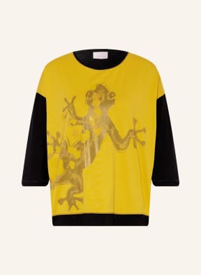 SPORTALM Longsleeve im Materialmix mit Schmucksteinen, Farbe: DUNKELGELB/ SCHWARZ (Bild 1)
