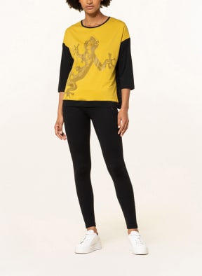 SPORTALM Longsleeve im Materialmix mit Schmucksteinen, Farbe: DUNKELGELB/ SCHWARZ (Bild 1)