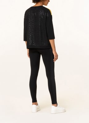 SPORTALM Longsleeve im Materialmix mit Schmucksteinen, Farbe: DUNKELGELB/ SCHWARZ (Bild 1)