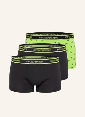 EMPORIO ARMANI 3er-Pack Boxershorts, Farbe: SCHWARZ/ NEONGRÜN (Bild 1)