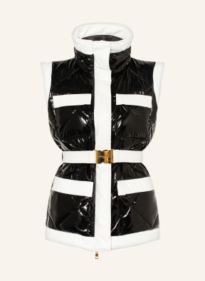 BALMAIN Quilted vest in leather look, Color: WHITE/ BLACK (Image 1)