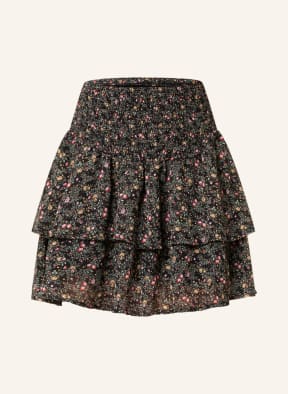 COLOURFUL REBEL Skirt NOELA with frills , Color: BLACK/ LIGHT GREEN/ LIGHT RED (Image 1)