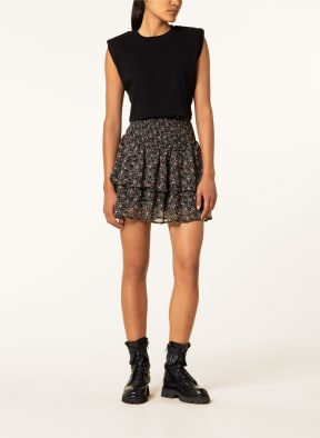 COLOURFUL REBEL Skirt NOELA with frills , Color: BLACK/ LIGHT GREEN/ LIGHT RED (Image 1)