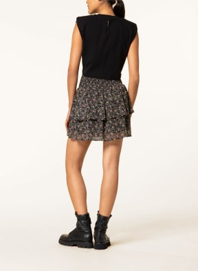 COLOURFUL REBEL Skirt NOELA with frills , Color: BLACK/ LIGHT GREEN/ LIGHT RED (Image 1)