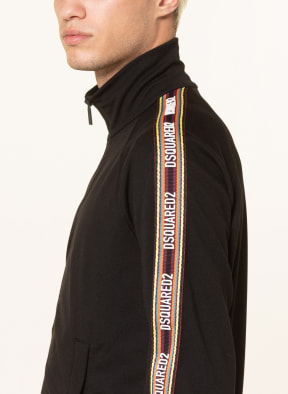 DSQUARED2 Jersey jacket with tuxedo stripes, Color: BLACK (Image 1)