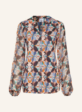 DESOTO Blouse FAY in mixed materials, Color: BLUE/ BROWN/ ORANGE (Image 1)