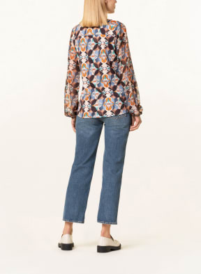 DESOTO Blouse FAY in mixed materials, Color: BLUE/ BROWN/ ORANGE (Image 1)