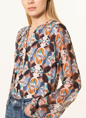DESOTO Blouse FAY in mixed materials, Color: BLUE/ BROWN/ ORANGE (Image 1)