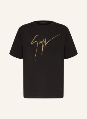 GIUSEPPE ZANOTTI DESIGN T-shirt with decorative gems, Color: BLACK (Image 1)